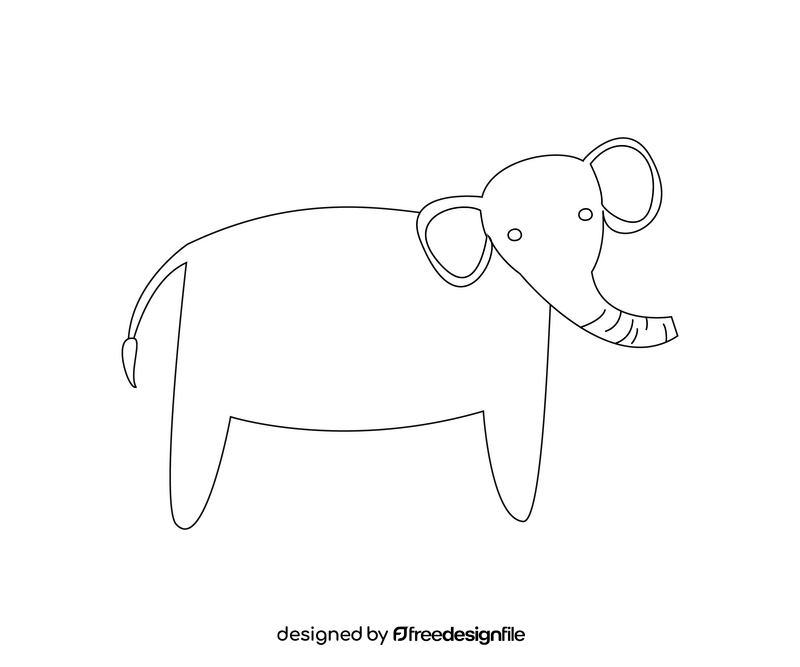 Cute elephant black and white clipart