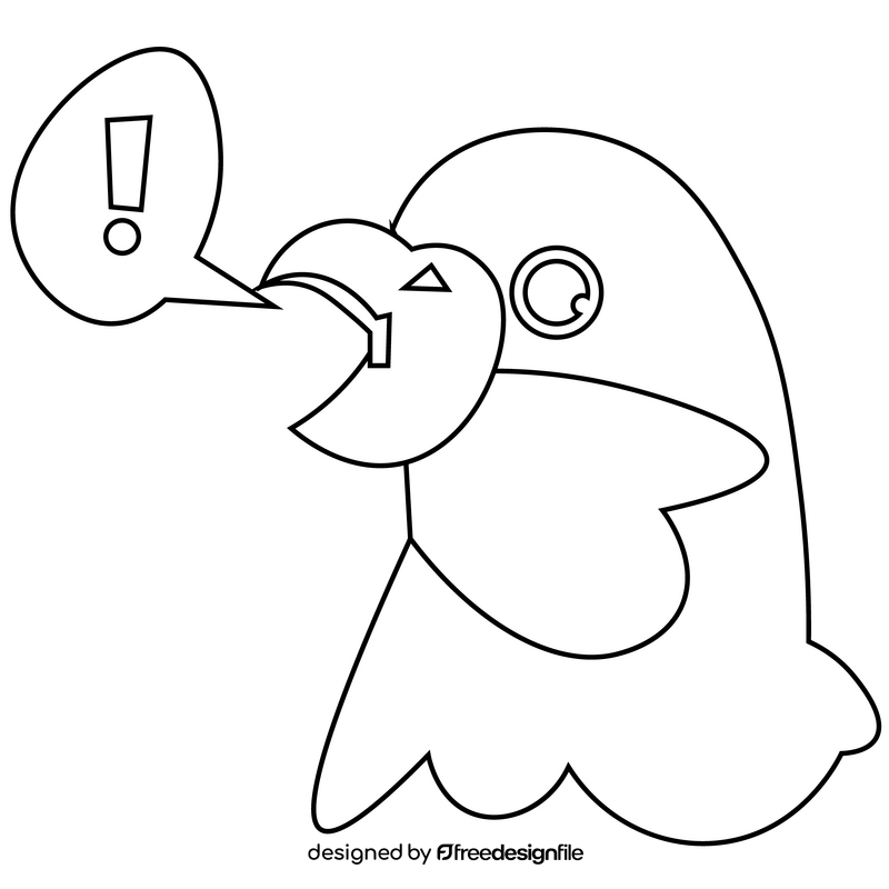 Parrot suprised black and white clipart