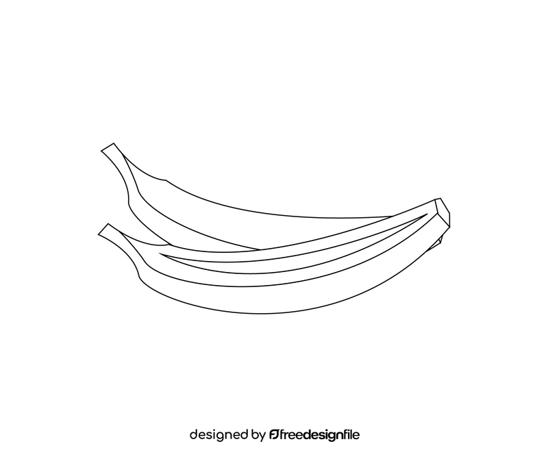 Cartoon Banana black and white clipart
