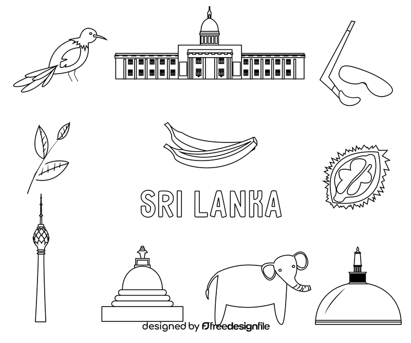 Sri Lanka free black and white vector