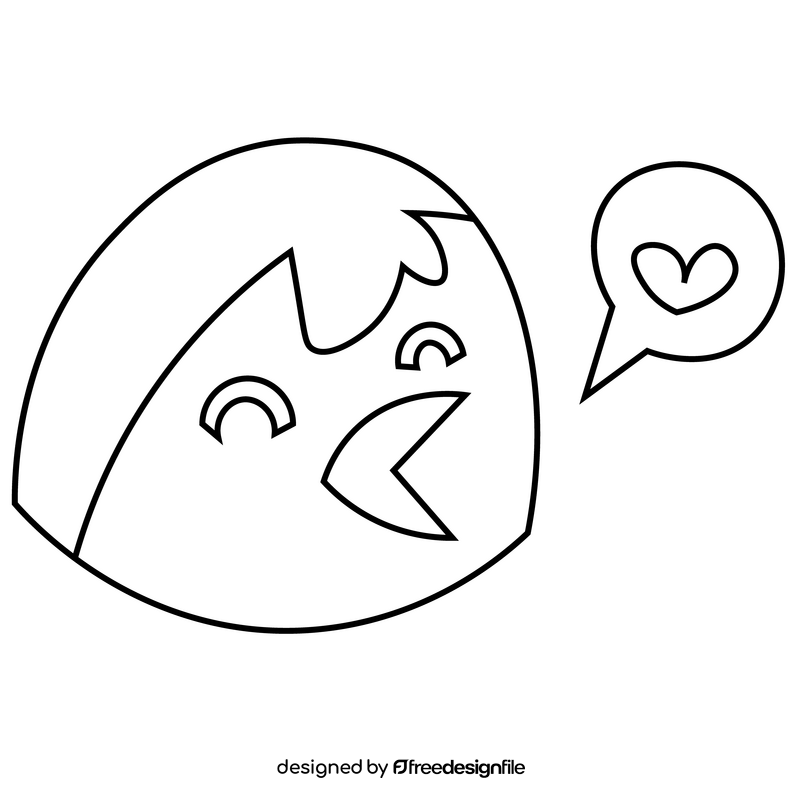 Penguin heart black and white clipart