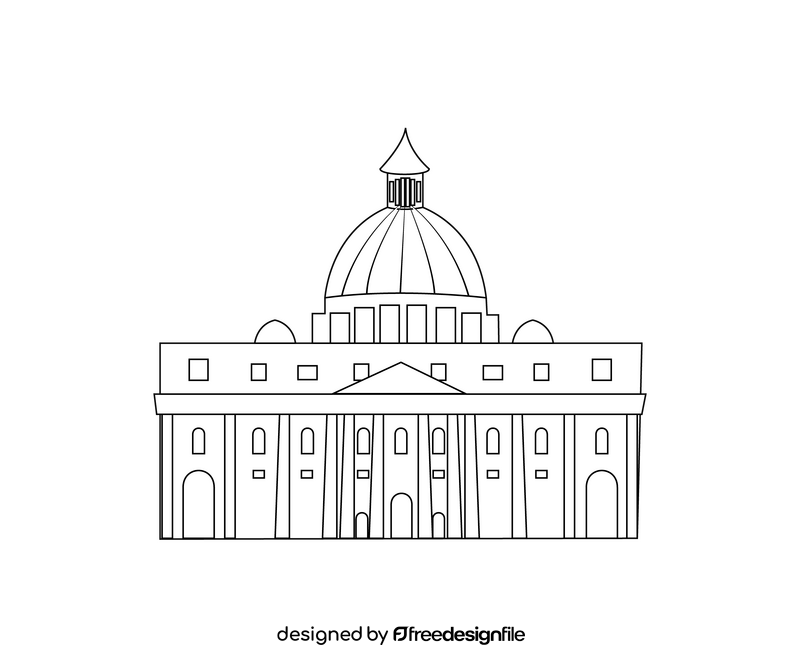 St Peter's Basilica, Vatican black and white clipart