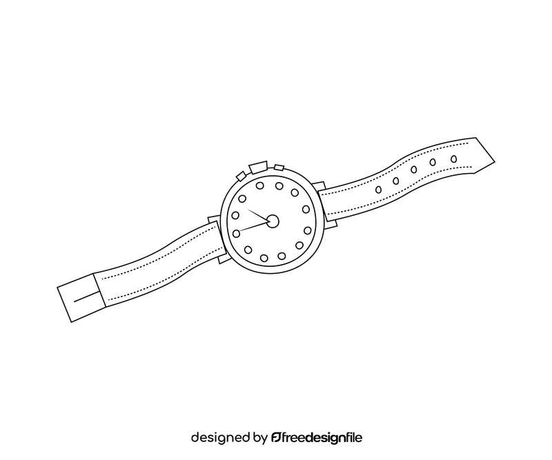 Cartoon Swiss hand watch black and white clipart