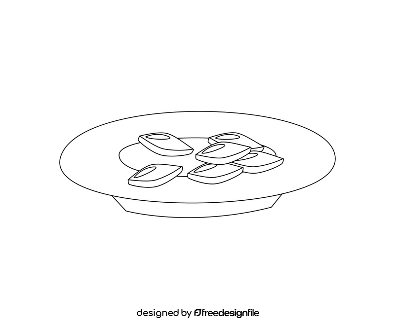 Tunisian pine nuts on a plate black and white clipart