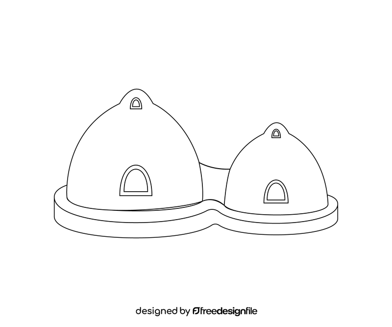 Cave homes of Tunisia black and white clipart