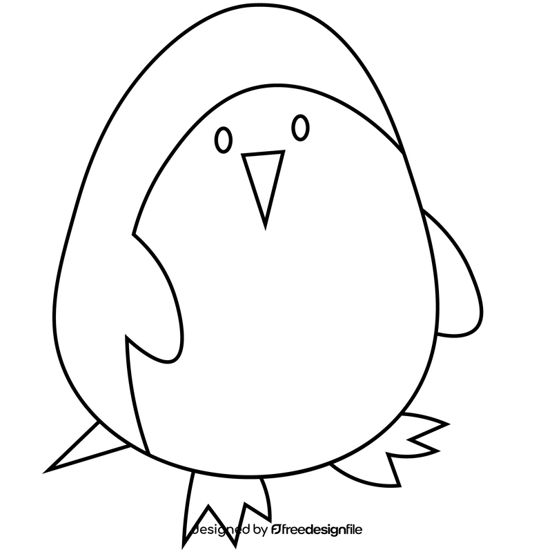 Penguin drawing black and white clipart