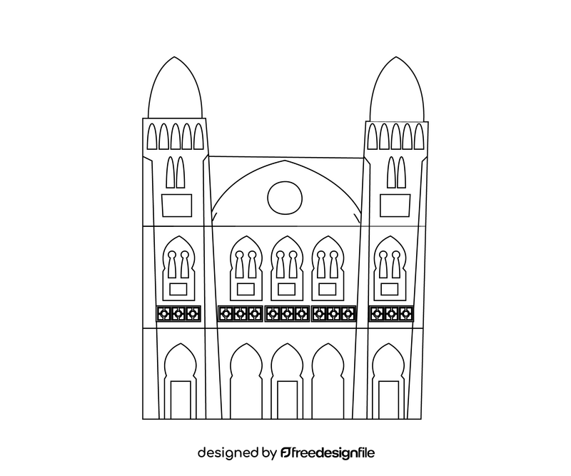 Acropolium, Saint Louis Cathedral, Tunisia black and white clipart