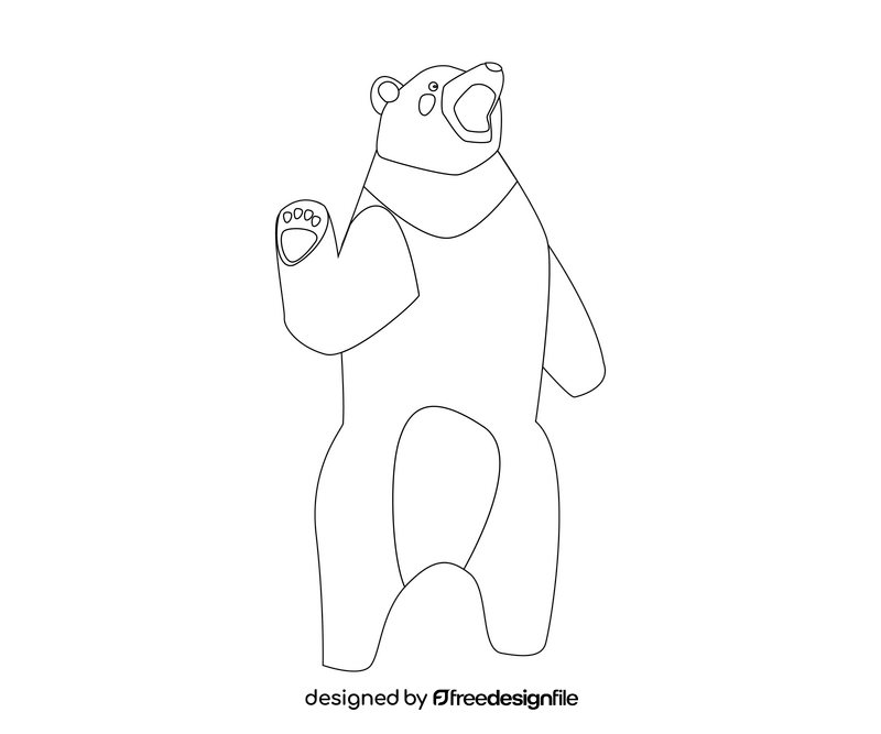 Free bear opening mouth black and white clipart
