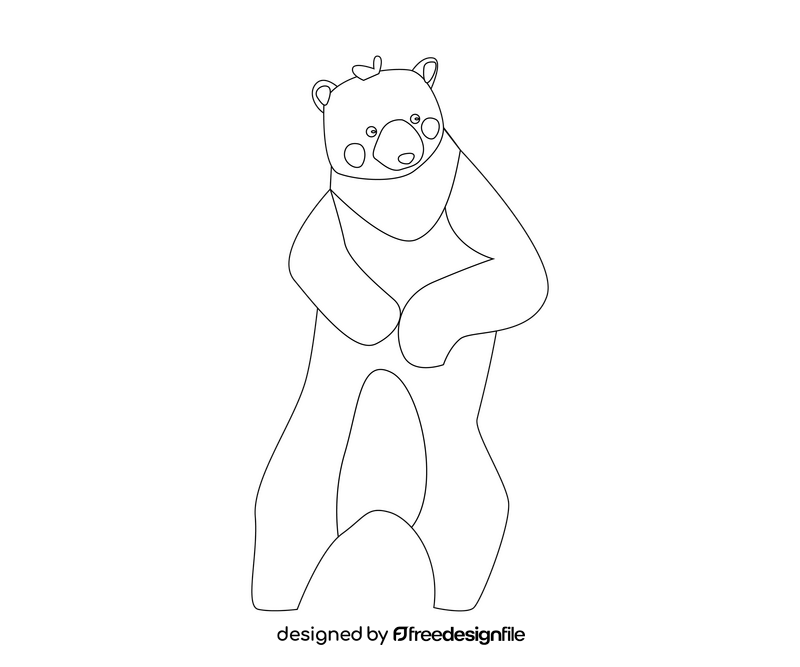 Dancing bear drawing black and white clipart
