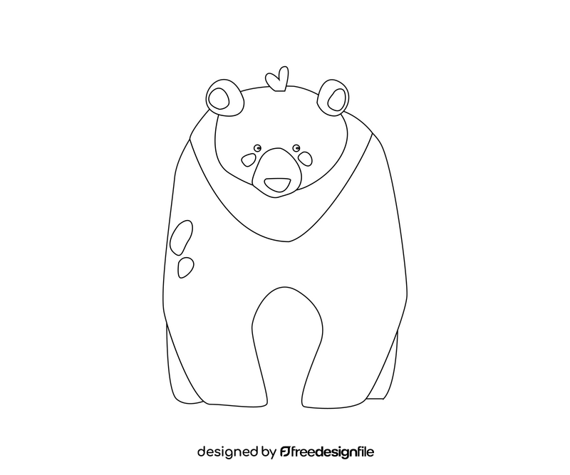Bear black and white clipart
