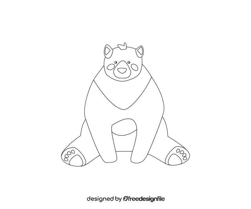 Sitting bear black and white clipart