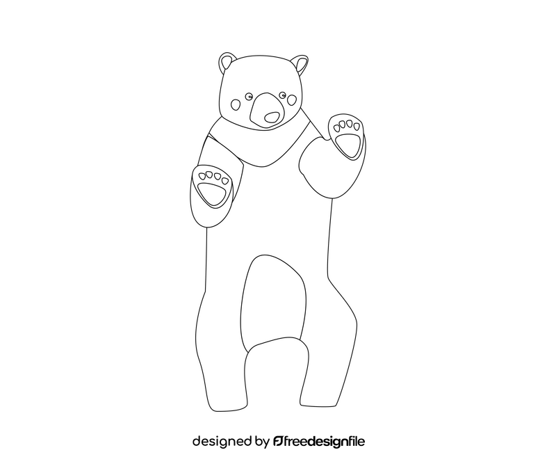 Cute bear black and white clipart