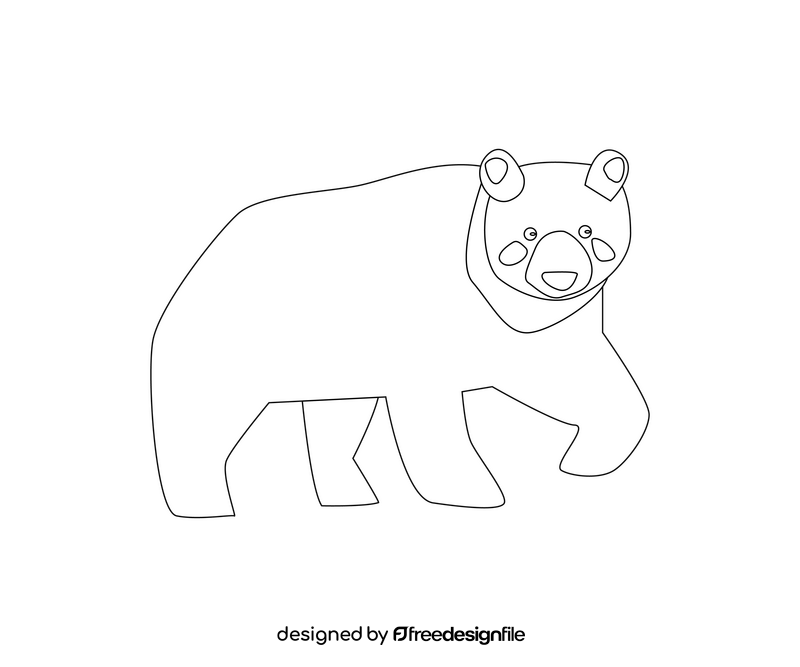 Walking bear free black and white clipart