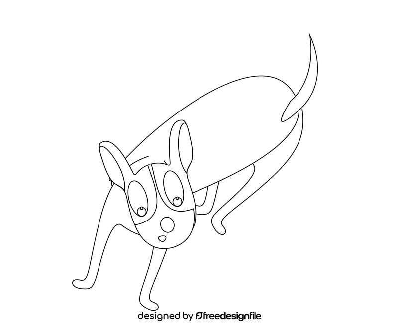 Dog cartoon black and white clipart