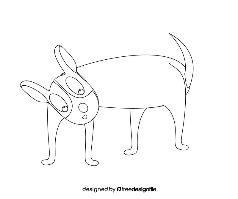 Cartoon dog black and white clipart