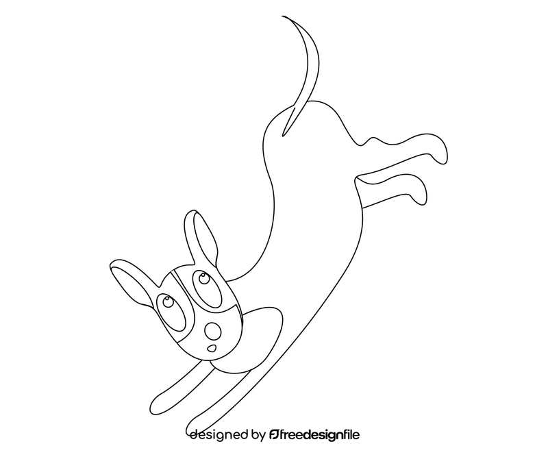 Running dog illustration black and white clipart