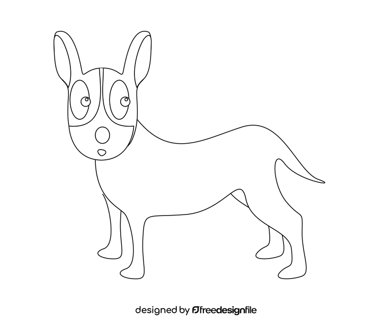 Cartoon surprised dog black and white clipart