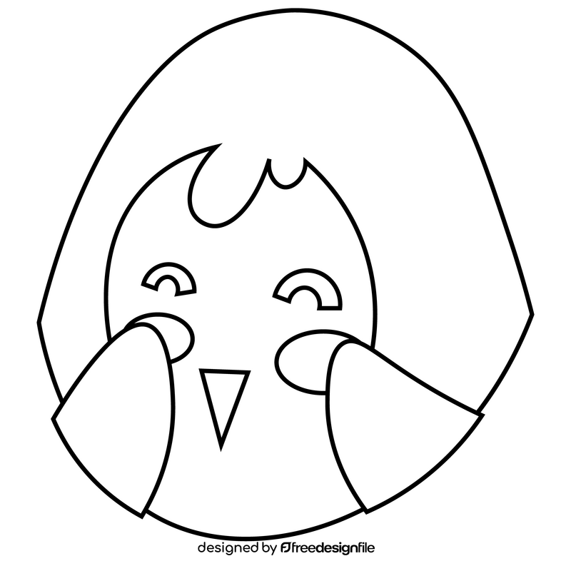 Penguin shy black and white clipart