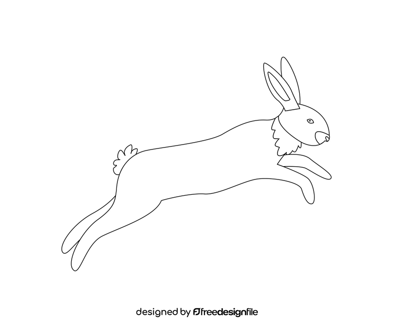 Jumping hare black and white clipart