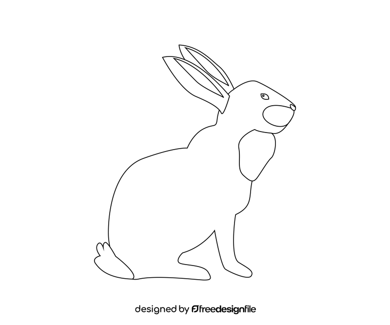 Gray hare, sitting rabbit black and white clipart