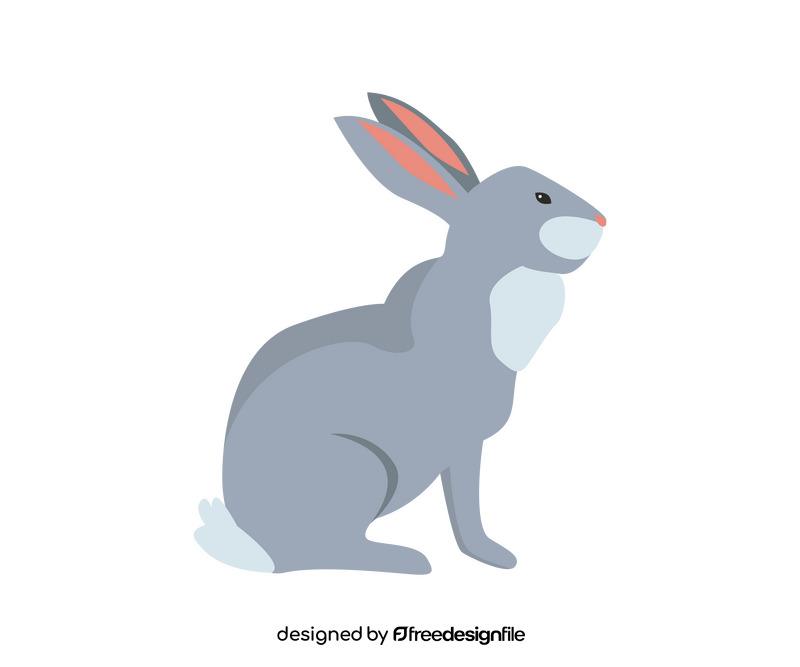 Gray hare, sitting rabbit clipart