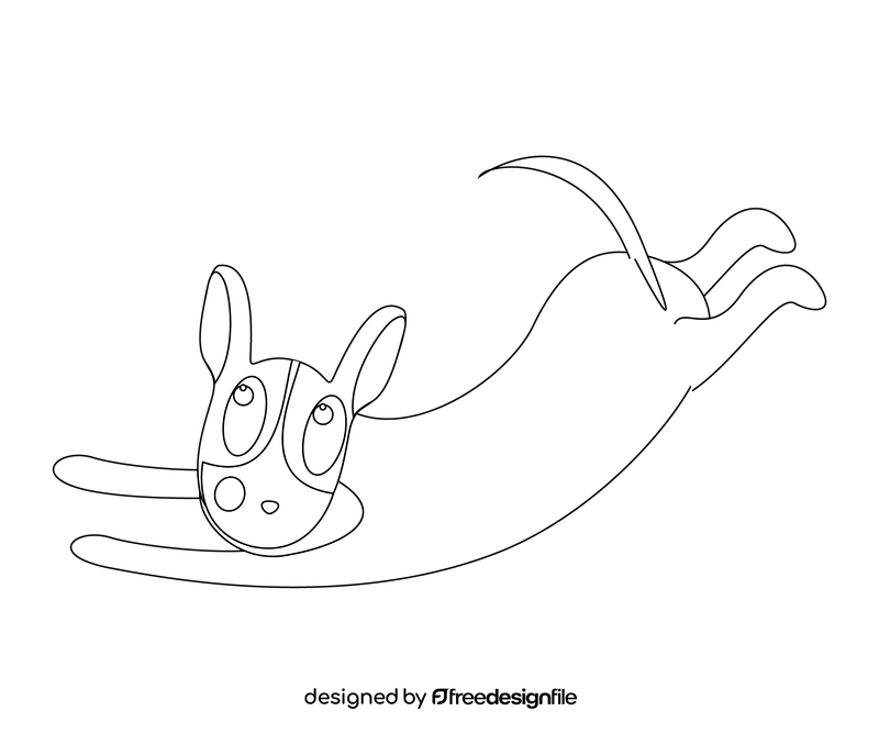 Falling dog black and white clipart