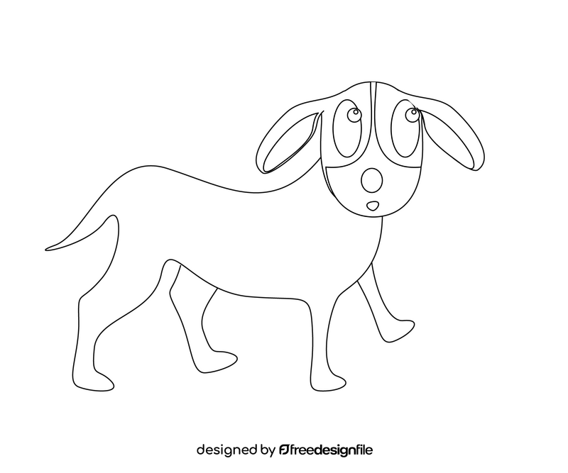 Dog drawing black and white clipart