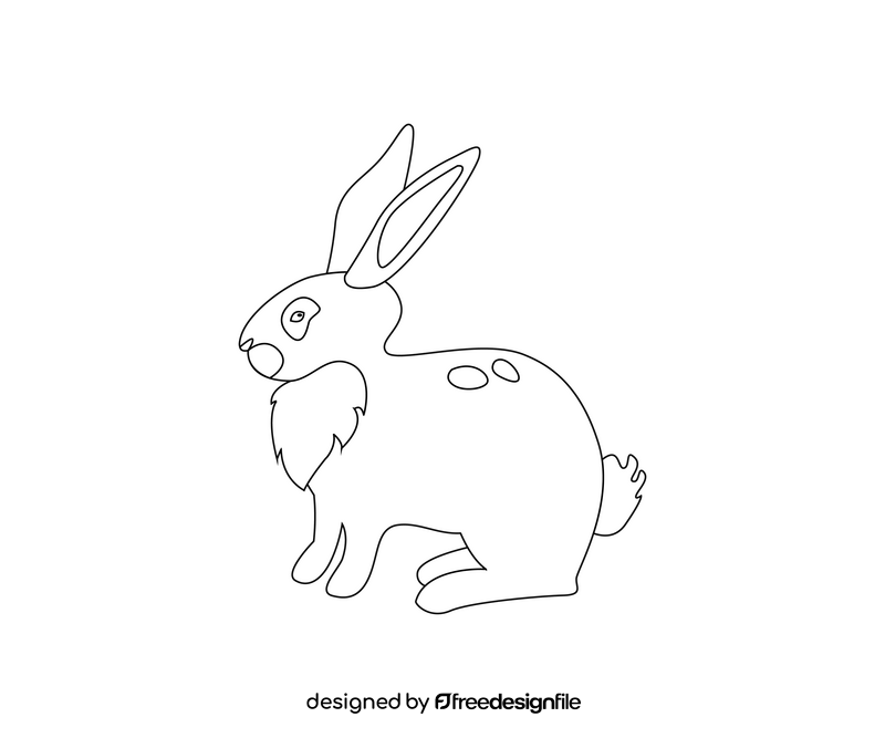 Hare, jackrabbit black and white clipart