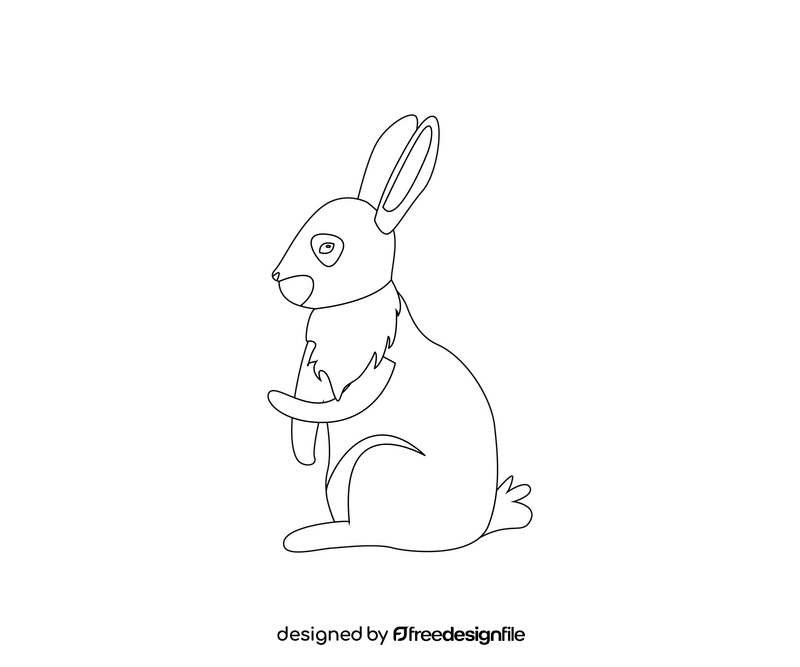 Sitting gray hare black and white clipart