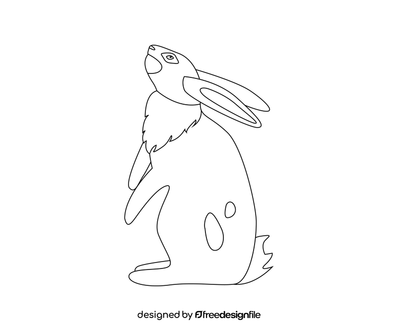 Hare illustration black and white clipart