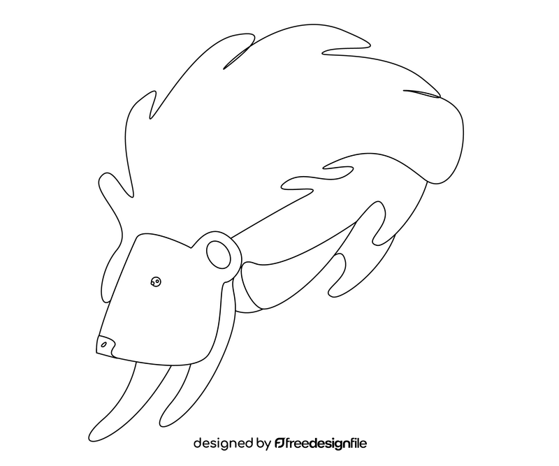 Jumping hedgehog black and white clipart