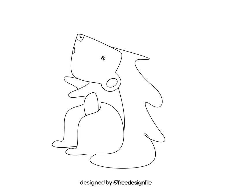 Sitting hedgehog black and white clipart