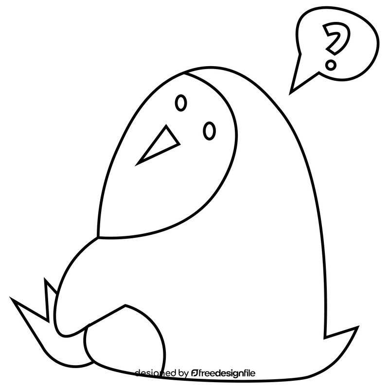 Penguin question black and white clipart vector free download