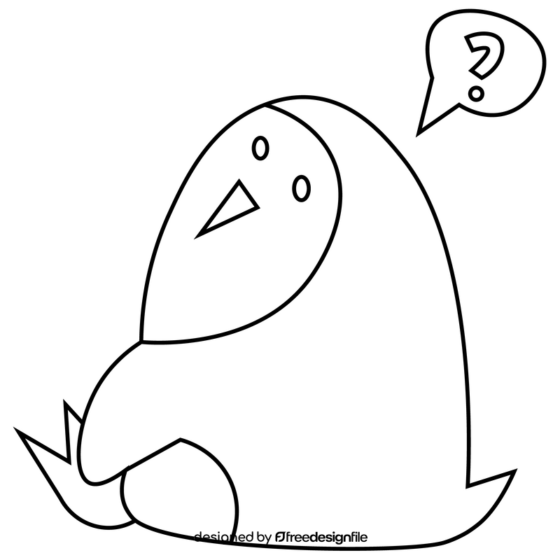 Penguin question black and white clipart