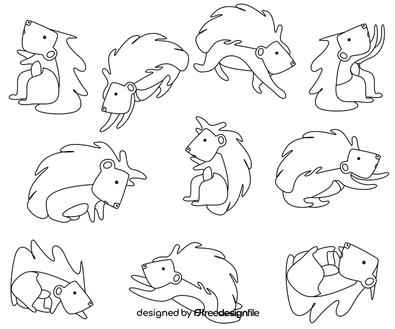 Hedgehog free black and white vector