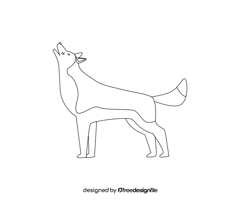 Husky dog howling black and white clipart