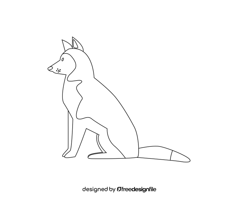Cute husky dog sitting black and white clipart