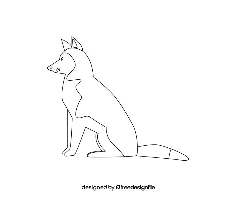 Cute husky dog sitting black and white clipart