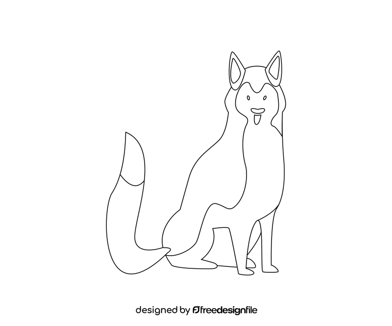 Husky dog sitting black and white clipart