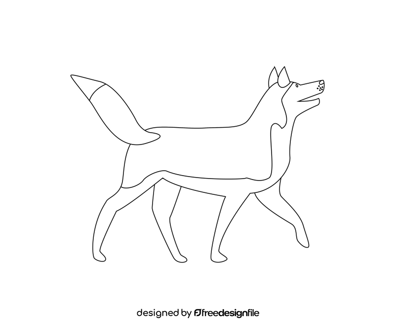 Husky walking drawing black and white clipart