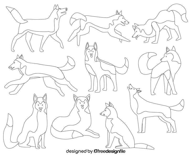 Husky dogs black and white vector