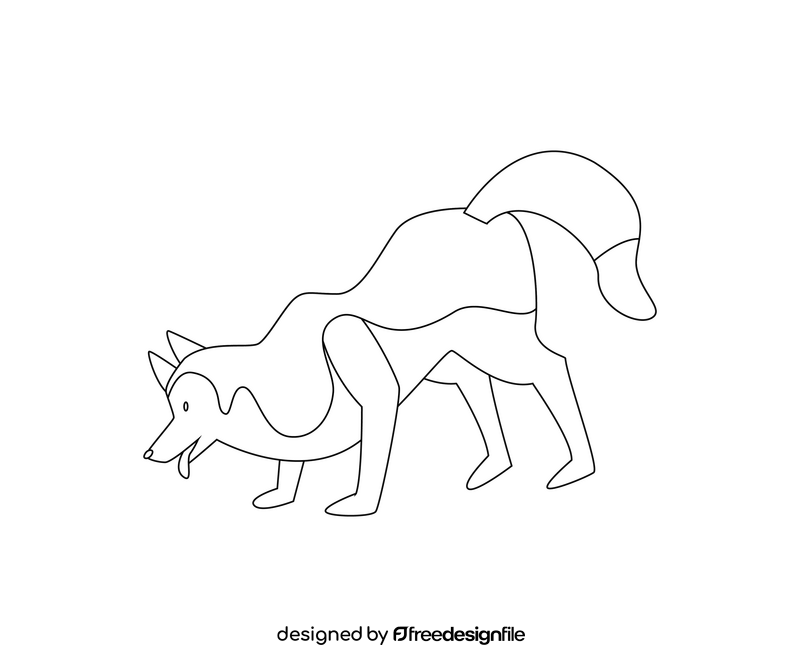Cute husky dog sniffing black and white clipart