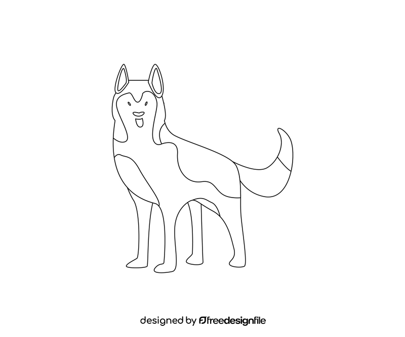 Cute husky dog black and white clipart
