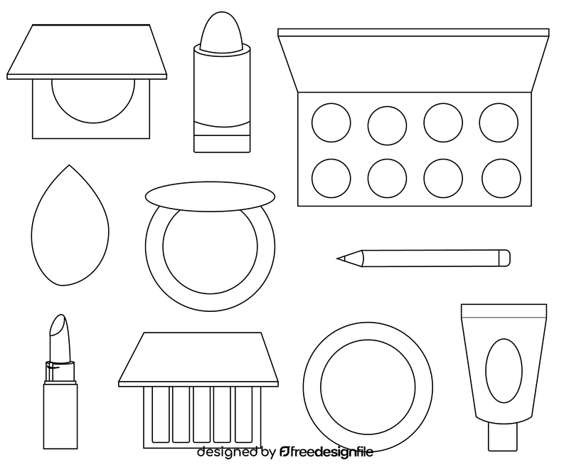 Makeup cosmetics tools black and white vector