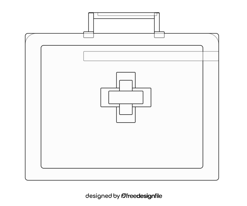 First aid medical box black and white clipart