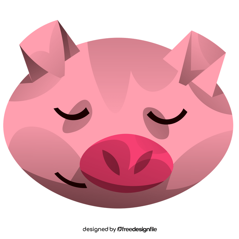 Cartoon pig closed eyes clipart
