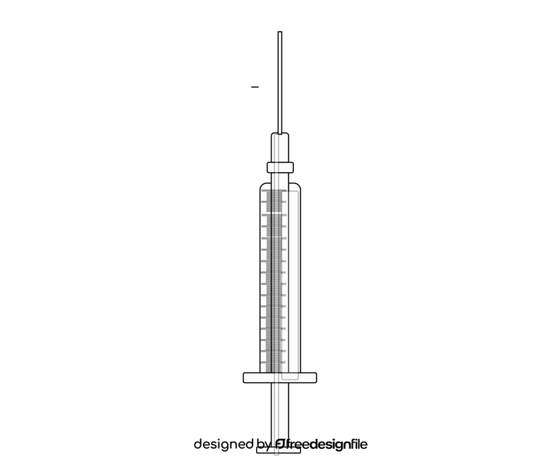 Medicine syringe black and white clipart