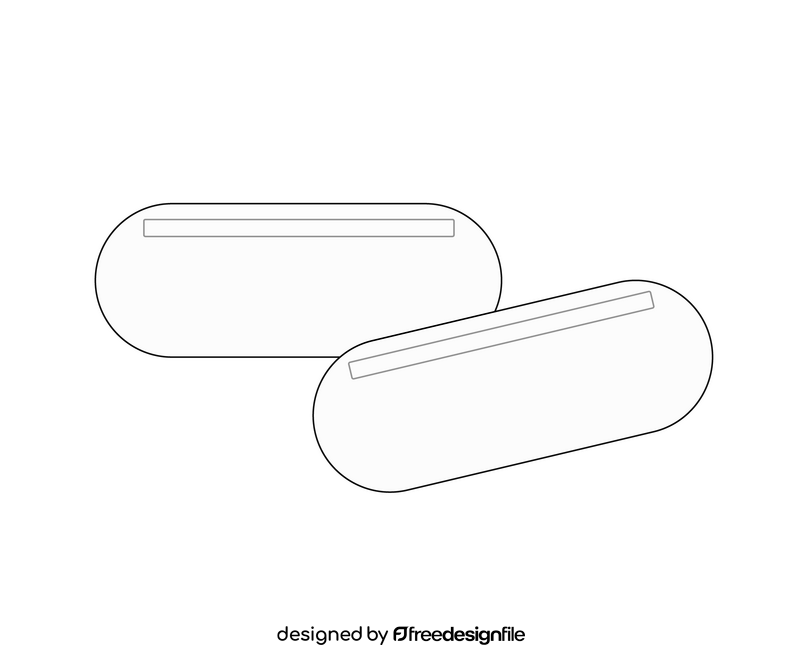 Cartoon medicine pills, drugs black and white clipart