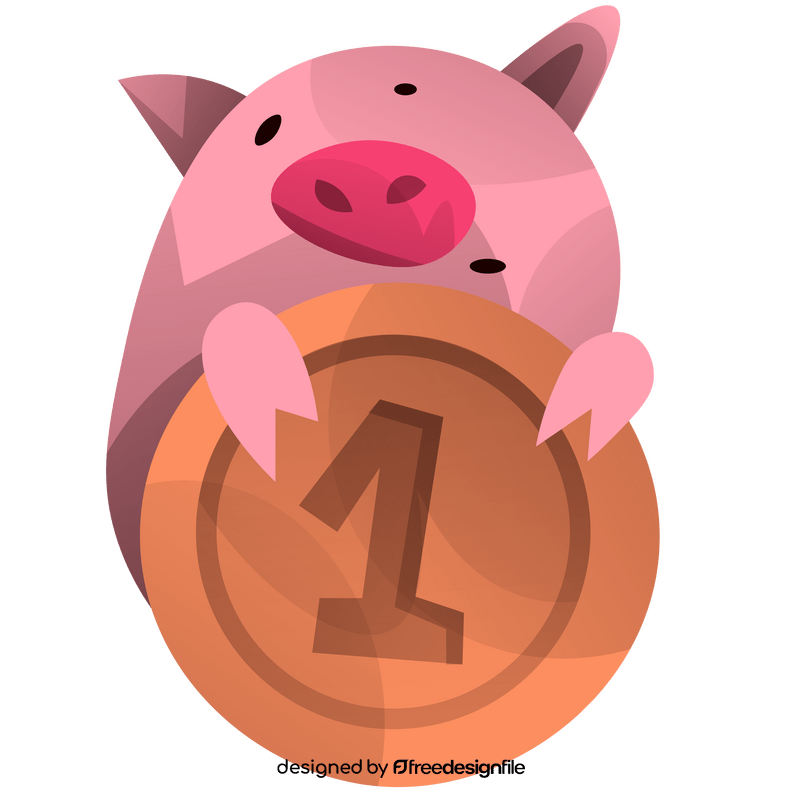 Pig with coin clipart
