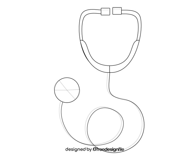 Stethoscope illustration black and white clipart